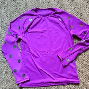 Purple Swim Shirt/Rash Guard w/Silver Iridescent Polka Dots Sz 16